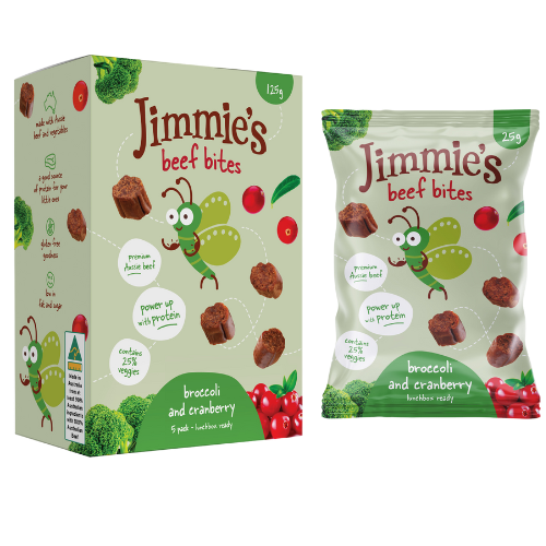 Jimmie's Beef Bites Broccoli & Cranberry 100g (5 x 20g lunchbox packs)