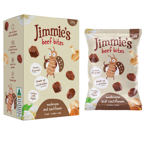 Jimmie's Beef Bites Mushroom & Cauliflower 100g (5 x 20g lunchbox packs)